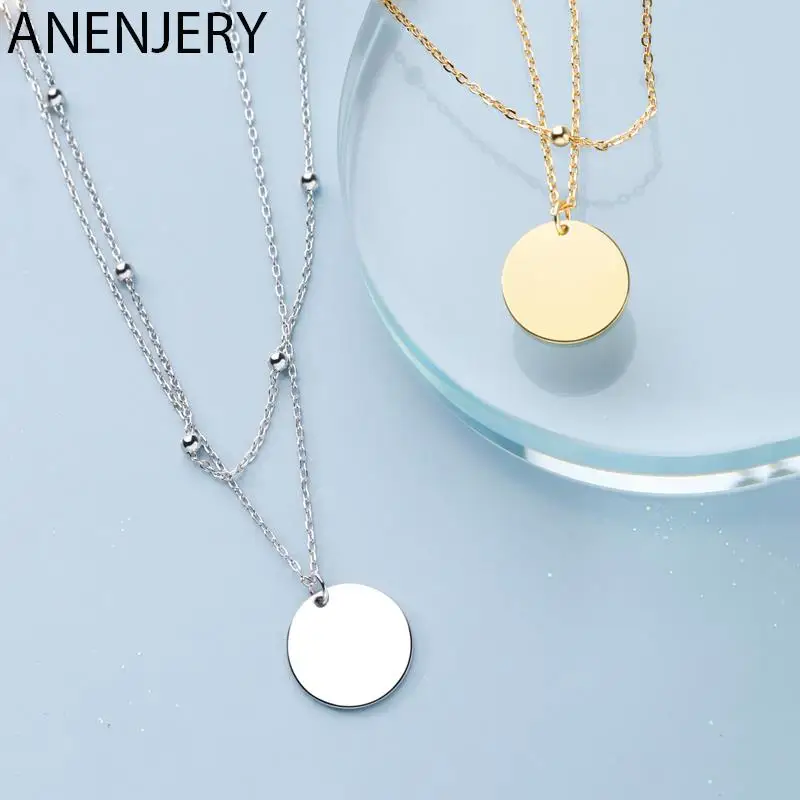 

ANENJERY, простые, 925 пробы, серебряные, удачливые бусы, ожерелья для женщин, короткая цепочка, чокер, ожерелье, S-N554