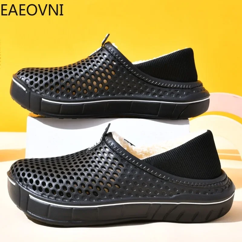 Модные зимние мужские хлопковые тапочки EVA домашние для мужчин повседневная