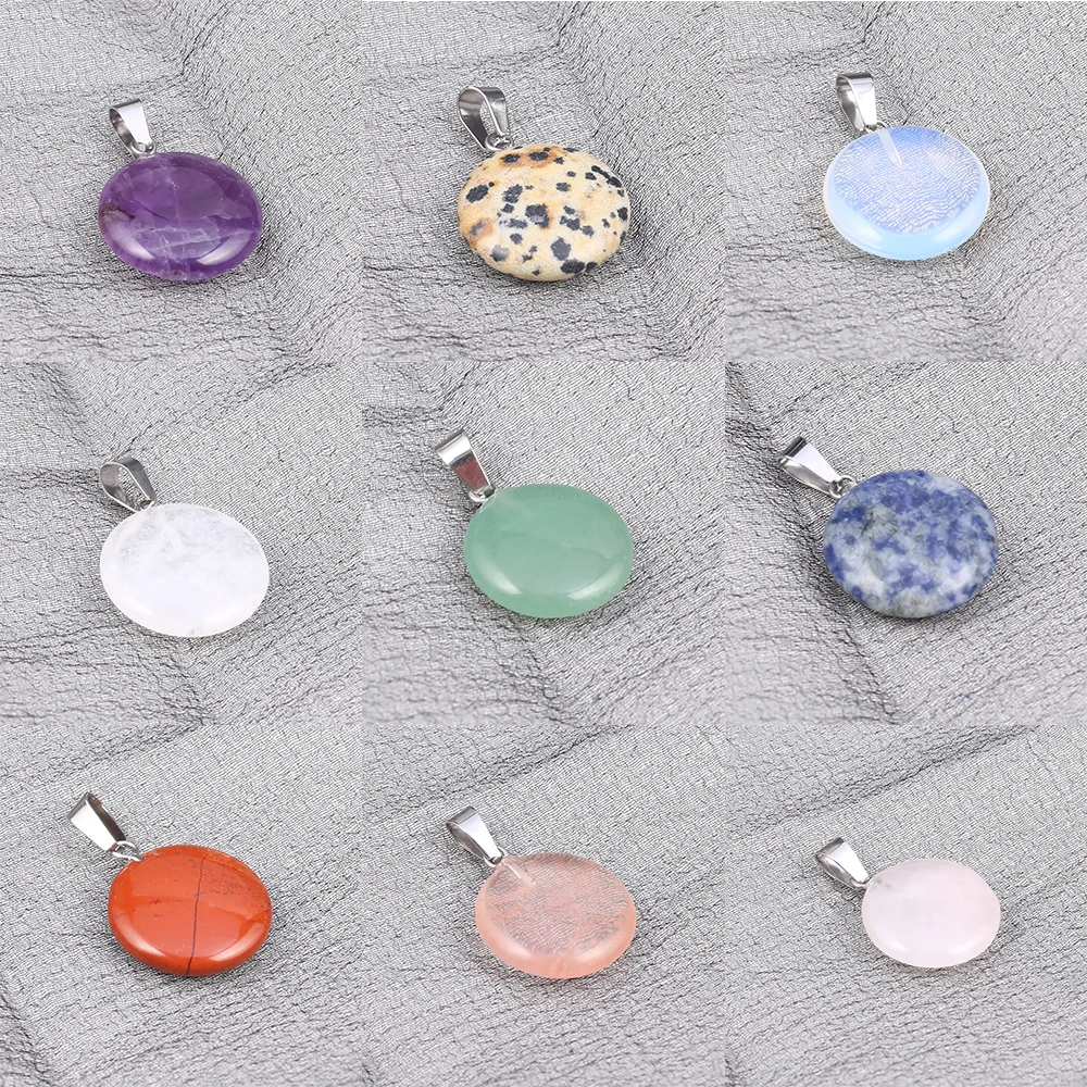 

Natural Stone Pendant Round Shape Gemstone Exquisite Charms for Jewelry Making DIY Necklace Bracelet Earring Accessories Gifts