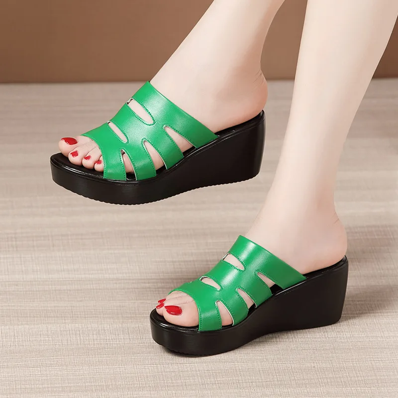 

Plus Size 32-43 Platform Slippers Women Shoes Summer 2023 High Heels Wedges Slippers Ladies Slides Office Beach Slipper