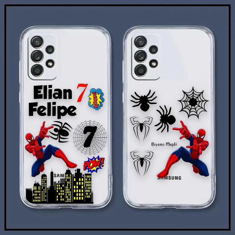 

Clear A73 Case For Samsung A81 A73 A72 A71 A53 A52 A51 A50 A50S A42 A32 A21 A30 A30S A23 A22 5G 4G Case Marvel Series Spider-man