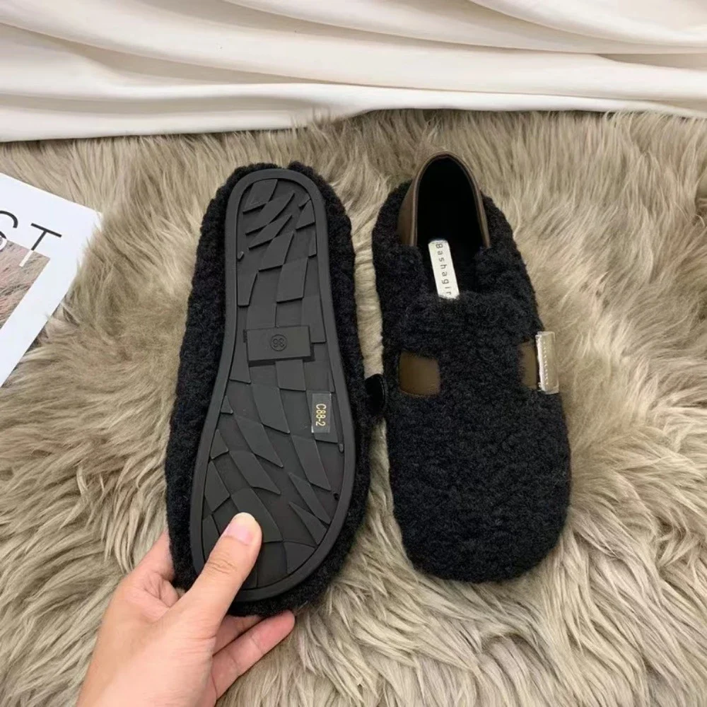 Женские зимние плюшевые туфли на плоской подошве уличные ботинки модные лоферы с