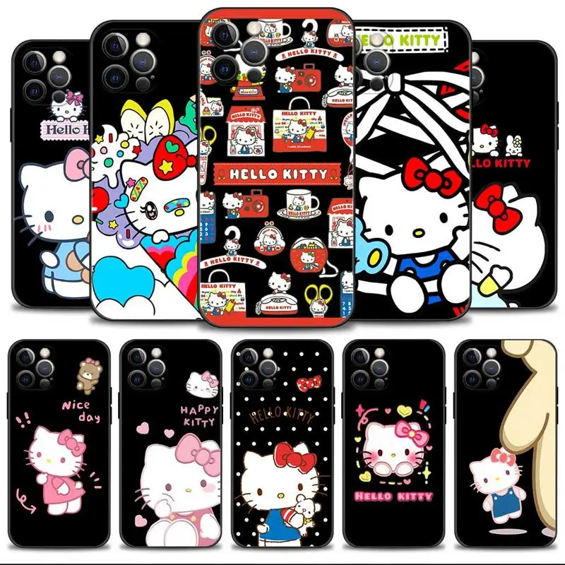 

Phone Case For Apple iPhone 14 13 12 11 Pro Max 13 12 Mini XS Max XR X 7 8 6 6S Plus Shell Cartoon Hello Kitty Hold Bear Flower