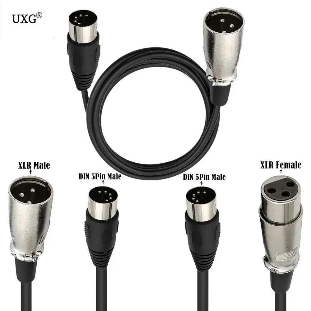 Фото Кабель-переходник MIDI-XLR DIN 5-контактный разъем «папа» — XLR 3-контактный аудиокабель для подходящих музыкальных инструментов с разъемом MIDI или XLR №1