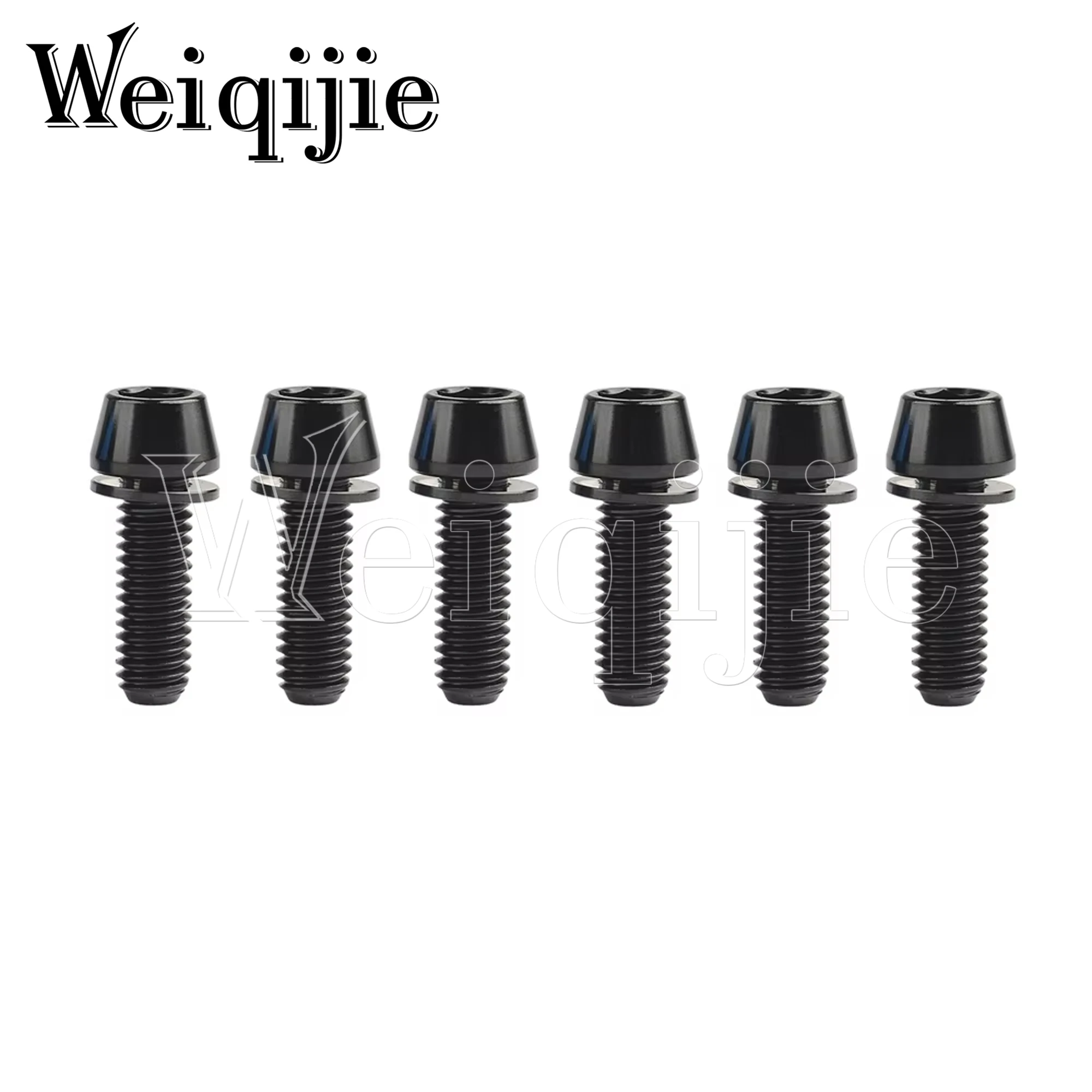 Титановые болты Weiqijie, 6 шт., M6x16, 18, 20 мм, с конической головкой и шайбой, винт, шестигранный ключ для велосипедного диска, суппорт