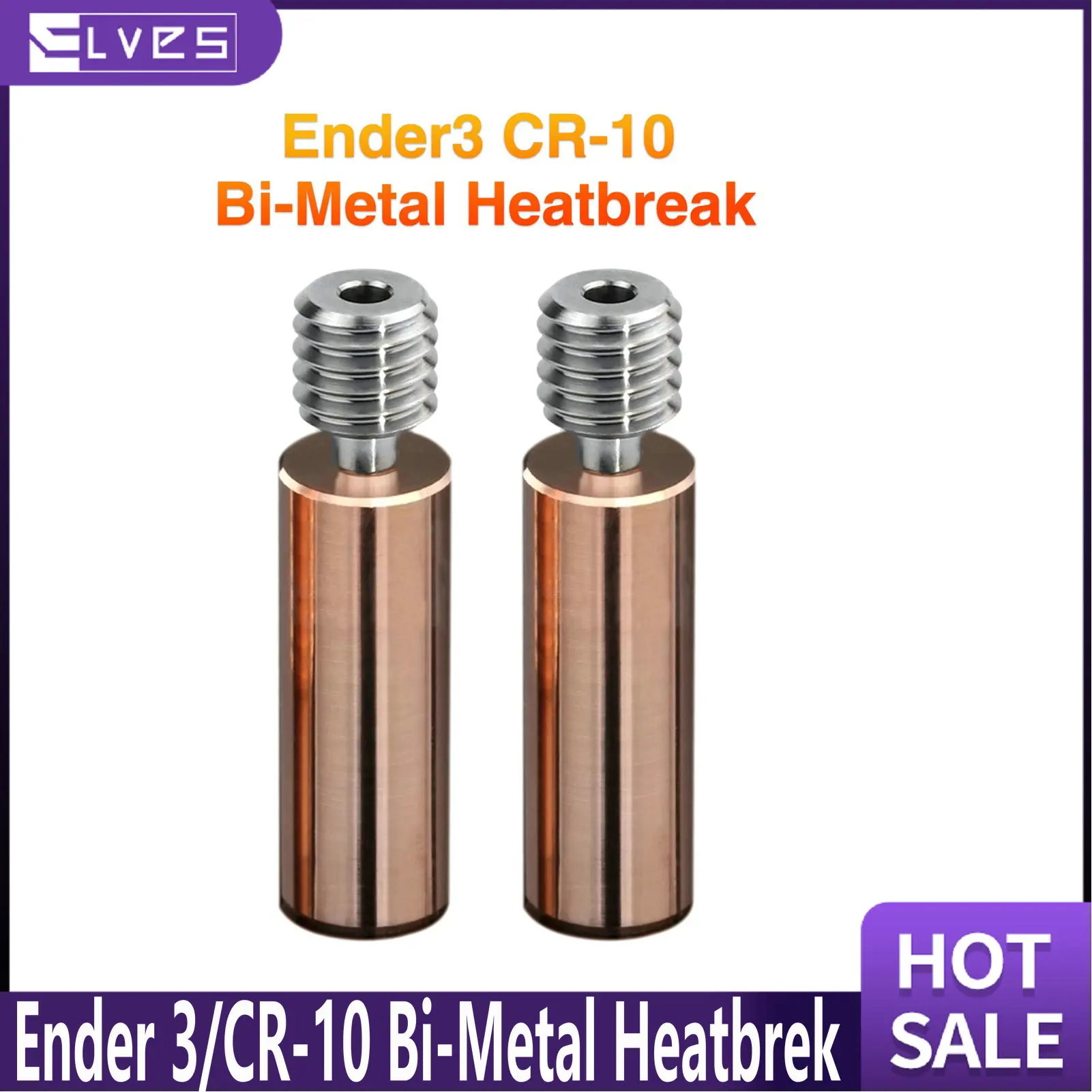 

ELVES 3D Printer Parts Ender3/CR10 Titanium Alloy Bimetal Heatbreak Copper Smooth Throat For Ender 3/CR-10 Hotend 3D Printer