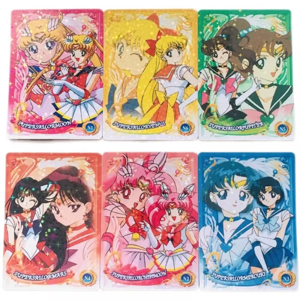 

6Pcs/set Childhood Flash Cards Anime Girl Tsukino Usagi Mizuno Ami Hino Rei Aino Minako Kino Makoto Chibiusa collection card