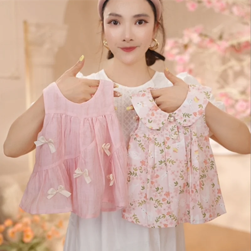Женские и детские модные юбки 2024 летнее новое платье с розовым бантом для девочек