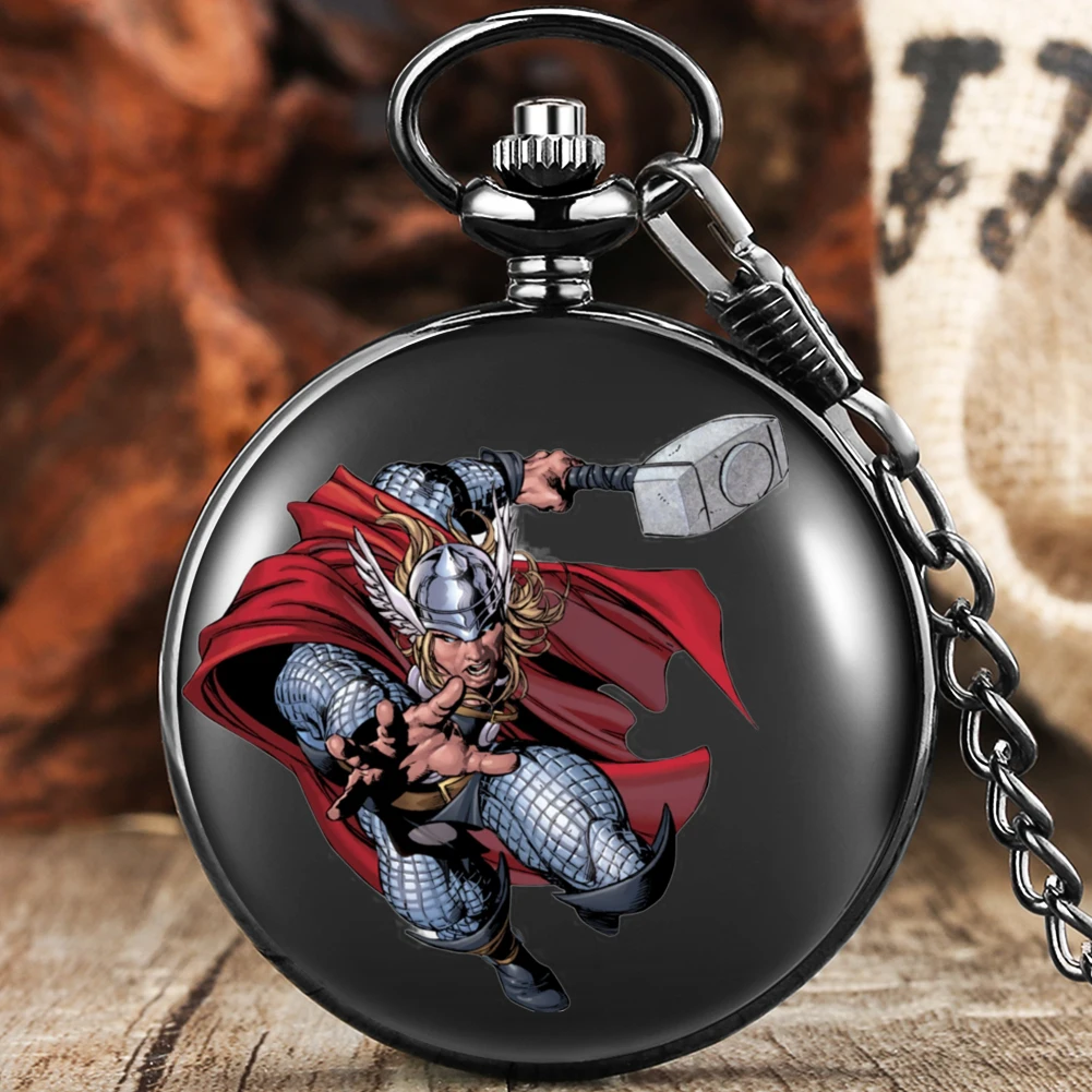 

Cool Movie Theme Pocket Watch Anime Hammer Man Quartz Watches Chain Clock Famous Gifts for Boys Teens Relogio De Bolso