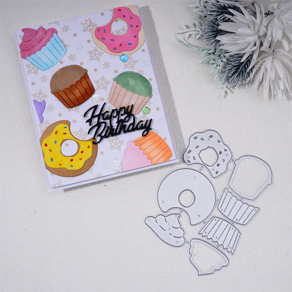 

InLoveArts Donuts Metal Cutting Dies Cupcake Dessert Stencils For DIY Scrapbooking/album Decorative Embossing DIY Paper Cards