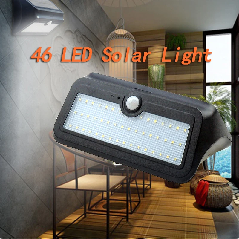 

46 LED Solar Sensor Light SMD2835 White Light 4 Light Modes Outdoor Waterproof Wall LED Lamp for Garden Patio