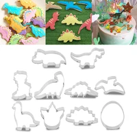 1set dinosaur cookie cutter mould volcano dino animal biscuit fondant mold for kids jungle birthday party baking cake decor tool