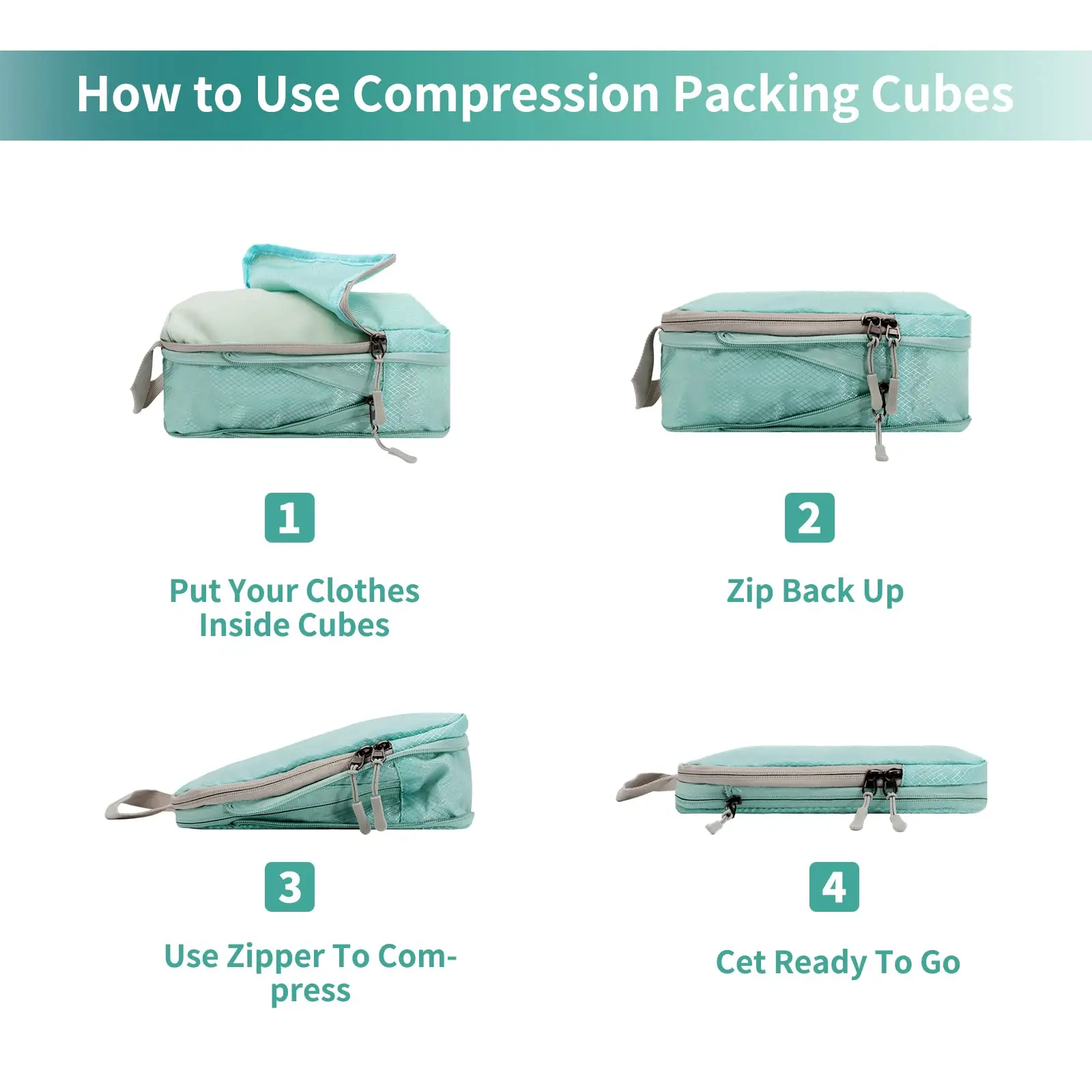 9PCS Compressed Packing Cubes Travel Storage Organizer Set With Shoe Bag Mesh Visual Luggage Portable Lightweight Suitcase Bag