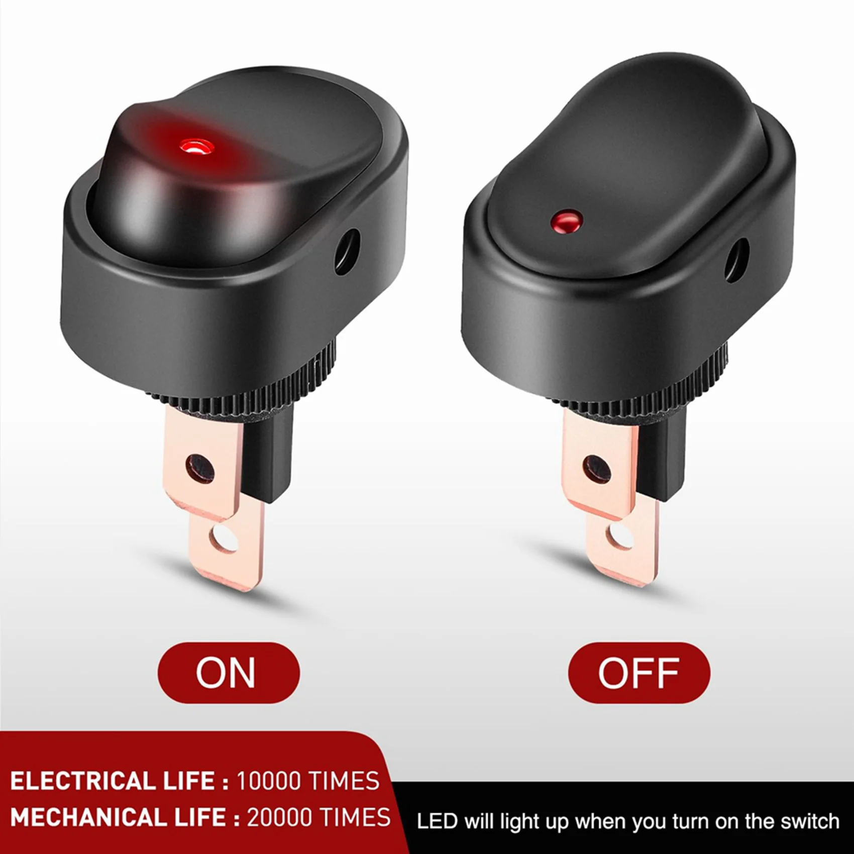 【ПОСЛЕДНИЙ ШАНС】10 шт. LED-переключателей с подсветкой, 12В, с подсветкой, для включениявыключения, 30А, 3-контактный, SPST, овальной формы, с отверстием 12 мм (art.: 3920d7efac32a) - 3920d7efac32a