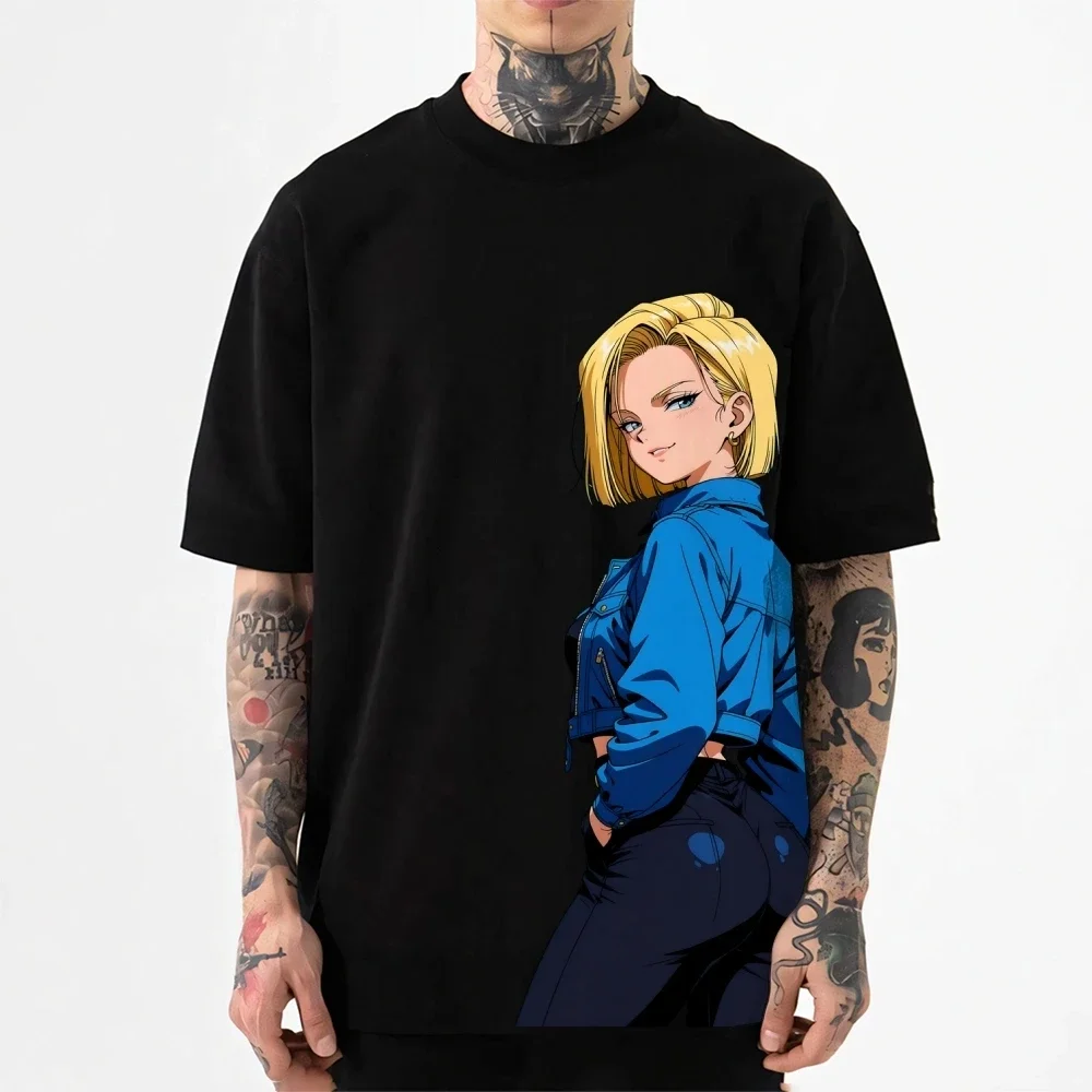 Фото Футболка Dragon Ball Android 18 в японском стиле, классическая, высококачественная, уличная одежда, мужская и женская одежда, новинка лета 2026 года №5