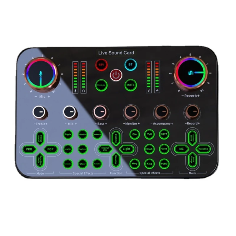 

48V Live Sound Card Mini Sound Mixer Board OTG Lossless Transmission Sound Card Professional Mixer Quality