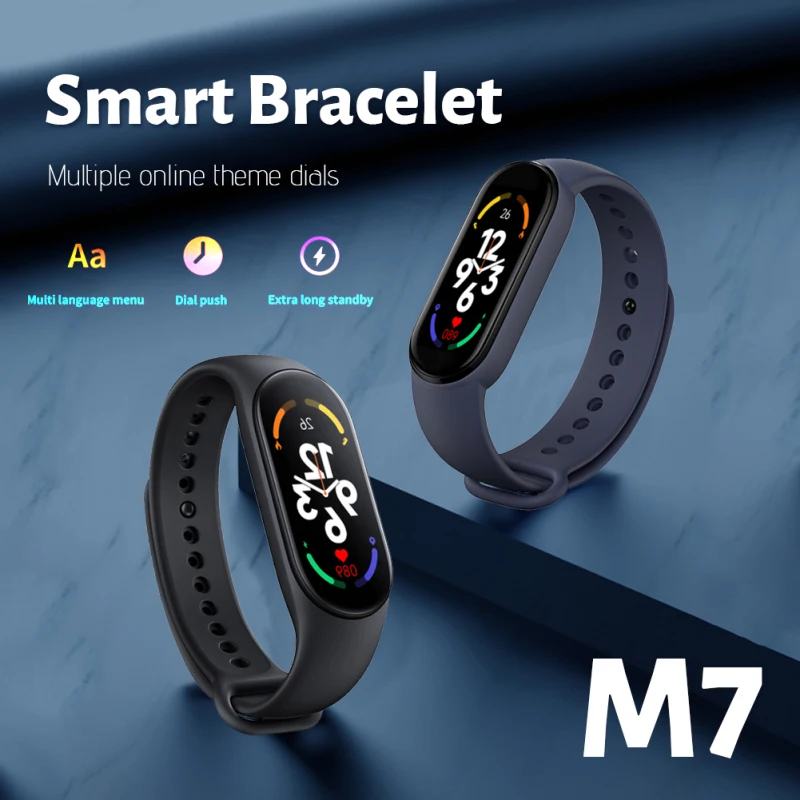 

New M7 HD Smart Watch Large Color Screen Heart Rate Blood Pressure Blood Oxygen IP67 Waterproof Dynamic Dial Smart Bracelet