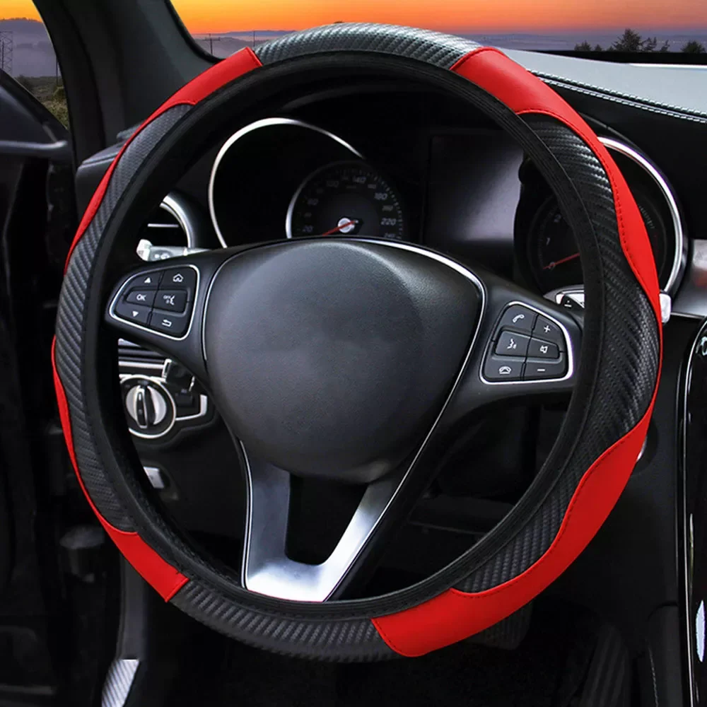

Car Steering Wheel Cover Breathable Anti Slip PU Leather Steering Covers Suitable Auto Decoration internal Accessories