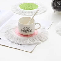 macrame cup pad table mat pure handmade cotton braid non slip insulation coaster