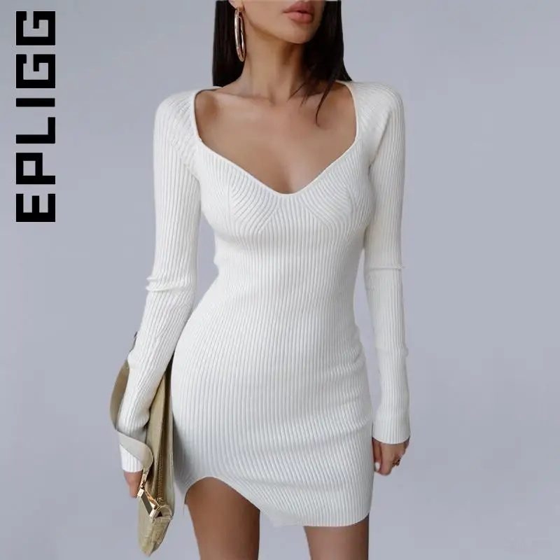 

Epligg Sweater Women Knitted New Harajuku Soft Party Dresses Basic Elegant Outfits Pullovers Casual Woman Clothes Dress