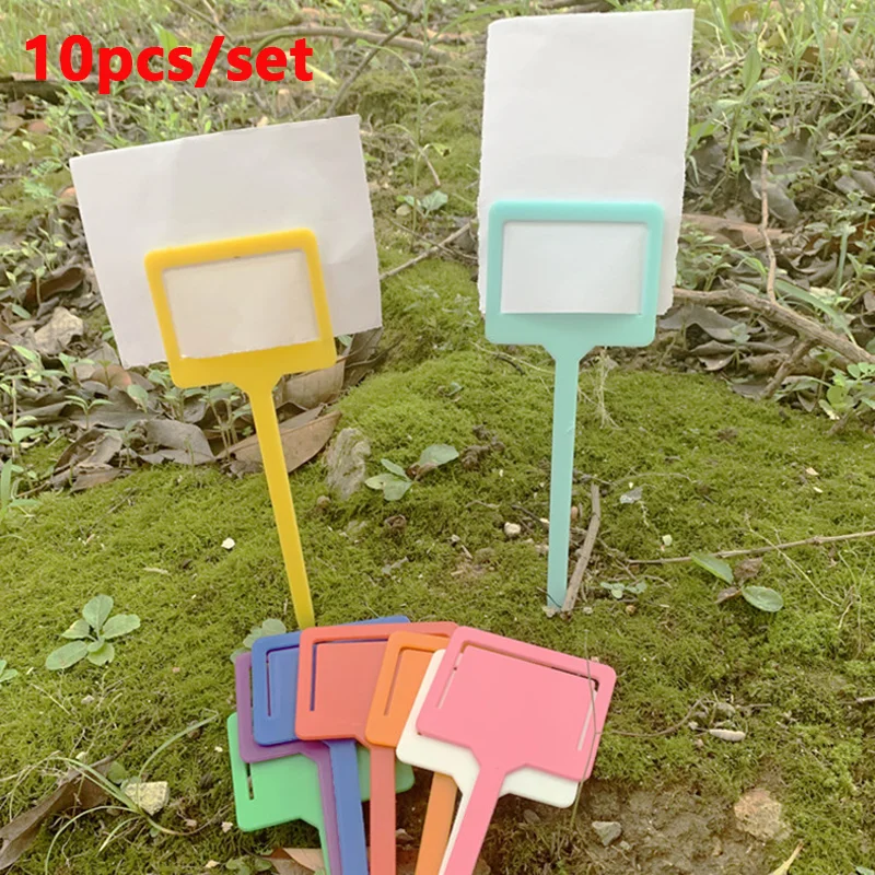 

Garden Plant Tags Plastic T-shaped Plant Labels Flowers Seedlings Potted Identification Sign Waterproof Re-Usable Markers Stakes