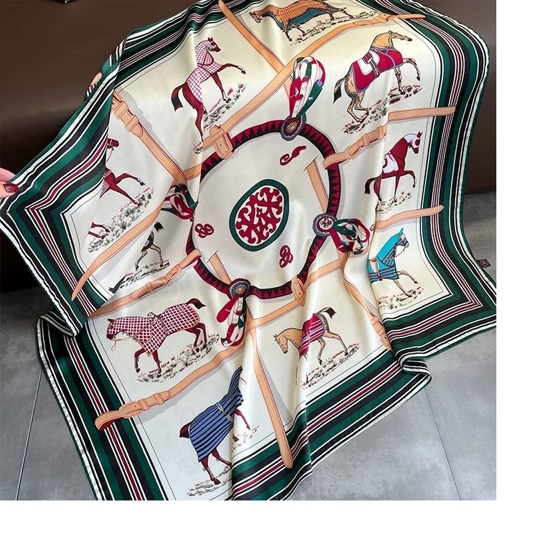 Шарф квадратный Женский Модный Шелковый платок большой головной 35 дюймов хиджаб