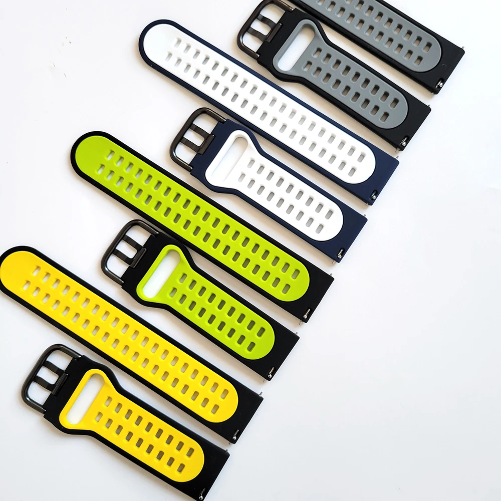 

20mm 22mm Sport Soft Silicone Double buckle Strap for TicWatch Pro 3 Ultra GPS Strap for TicWatch E3/GTX Bracelet Watchbands