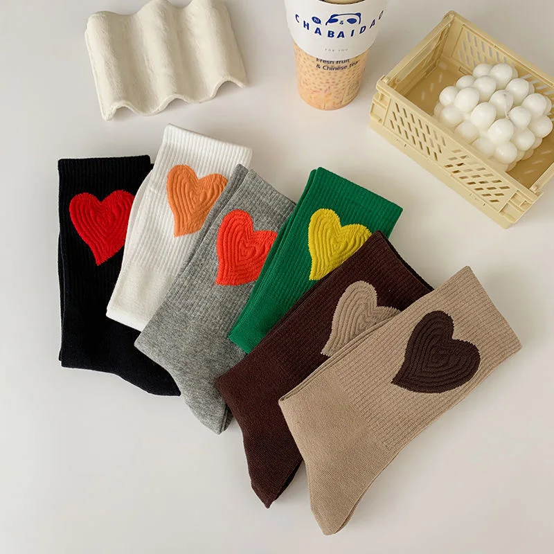 Cotton Ankle Long Socks Women Female Trendy Ladies Mid Japanese Korean College Style Small Love Cute Designer Socks