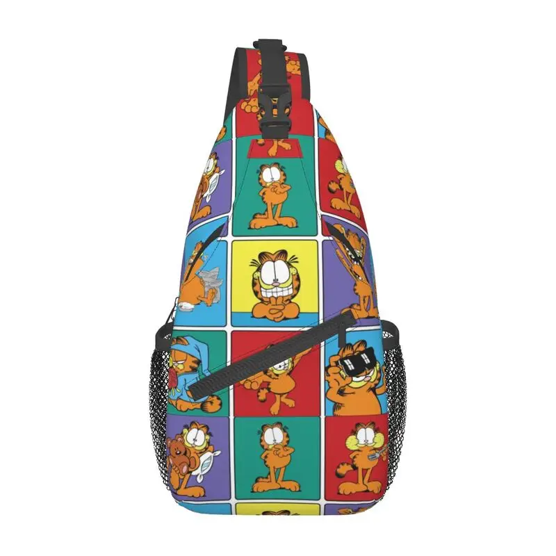 Garfields Cat Funny Meme Sling Chest Bag Custom Cartoon Comic Crossbody Shoulder Backpack for Men Traveling Daypack