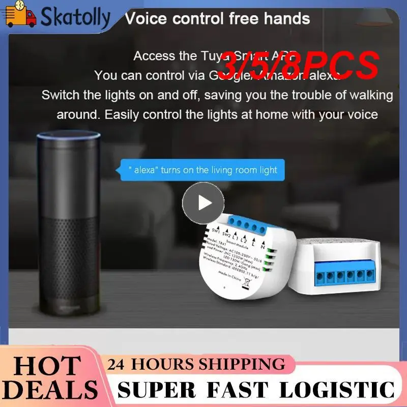 

3/5/8PCS Diy Breaker Module Neutral Wire Wifi Wireless Switch App Control Fire Wire Remote Smart Light Switch Tuya Switch