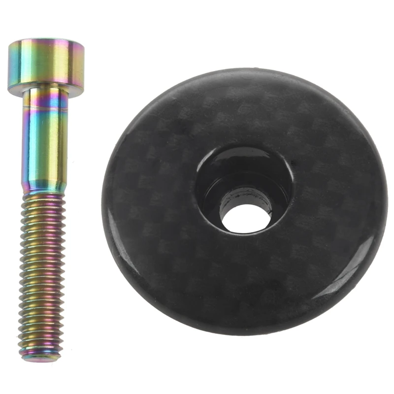 

1-1/8 Inch Matte Carbon Fiber Cycling Headset Stem Top Cap Titanium Bolt Road Mountain Bike Headset Cap +M6X35 Titanium Bolt