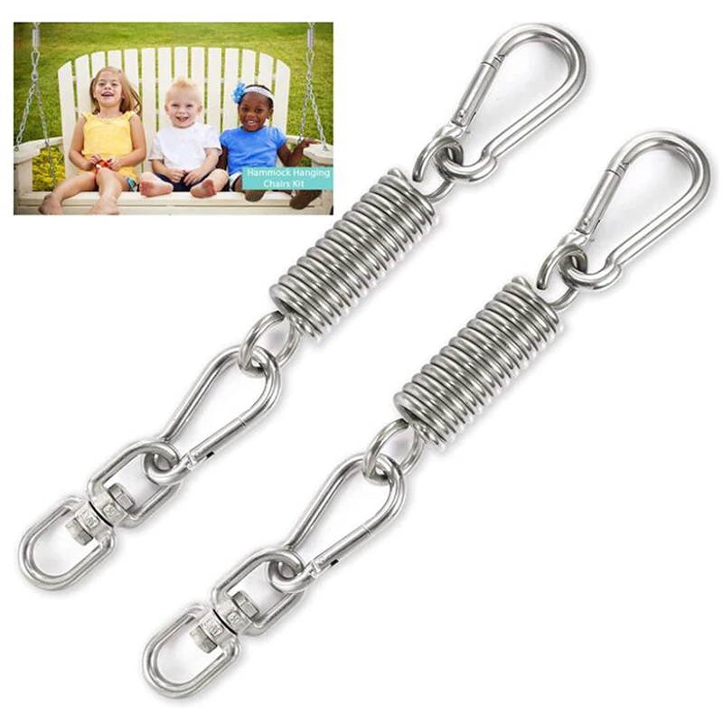 

Hammock Swing Spring Hook Steel Spring With 2pcs Carabiner Hooks And 1pc 360 Degrees Swivel Hook hammock hook swing hook