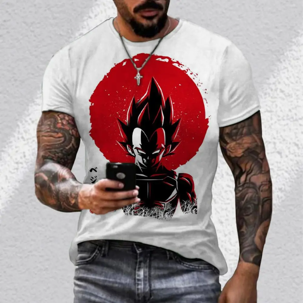 

Men's T-shirt Goku Vegeta Dragon Ball Z 110-6XL Harajuku Cool Saiyan Short Sleeved Y2k Tops Vintage New GYM Streetwear Anime