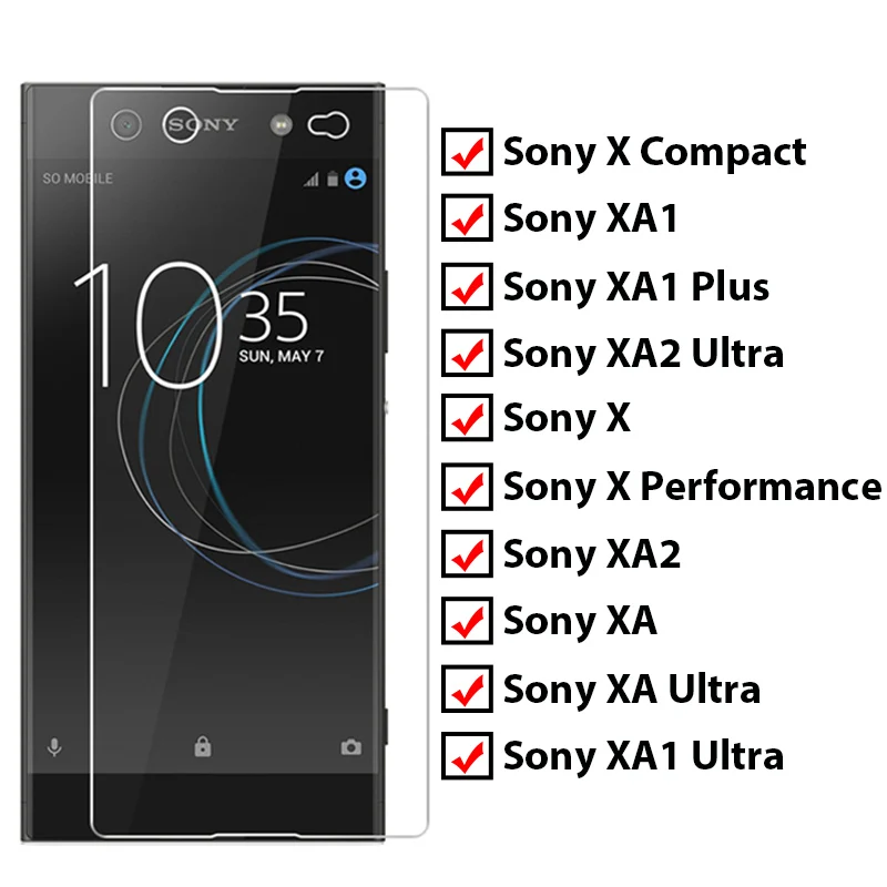 

9H Tempered Glass for Sony Xperia X Performance XA Compact Phone Screen Protector for Sony Ultra XA1 Plus Protective Glass
