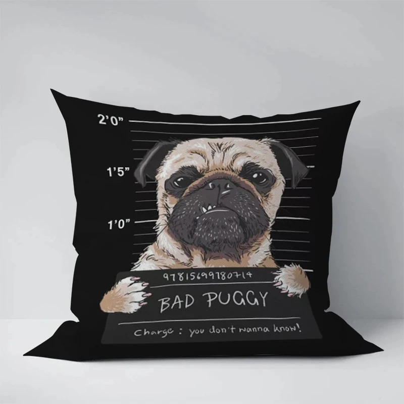 

Pillow Cover Cute Pug Bulldog Pillowcases for Pillows 45x45 Pillowcase Decorative Sofa Cushions Cushion Covers Short Plush 45*45