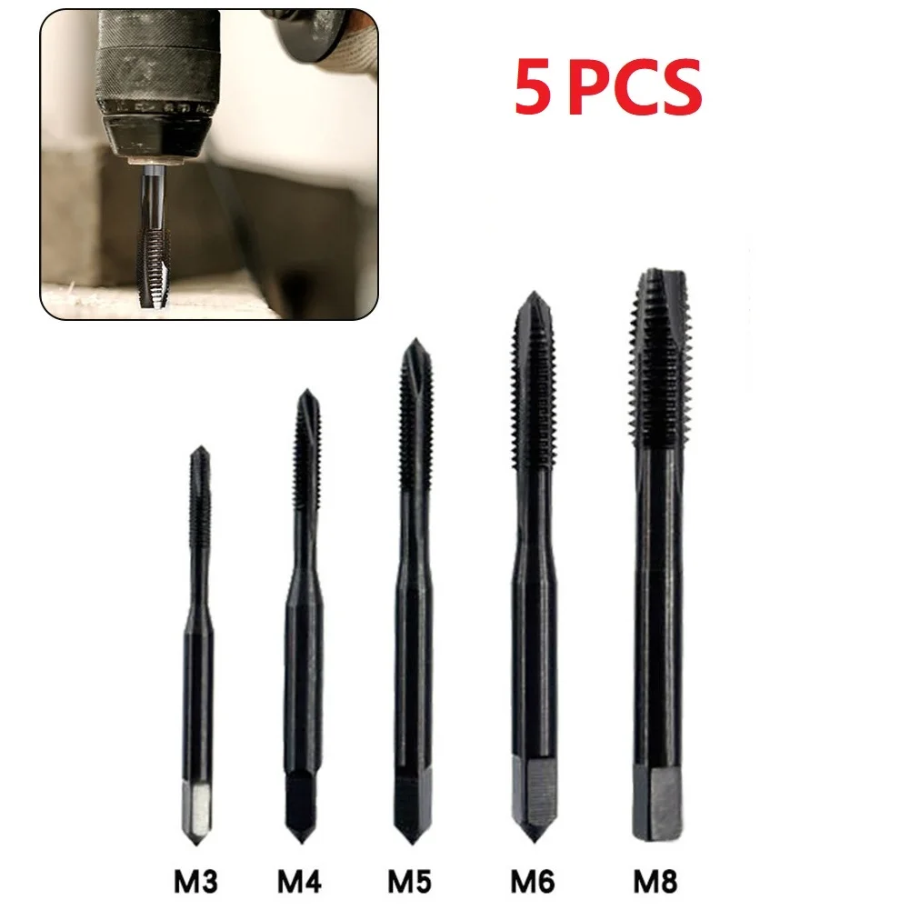 

5 Pcs Tap M3-M8 HSS Machine Screw Metric Thread Plug Straight Groove Tap Drill Set For Electrical Drill Accessories