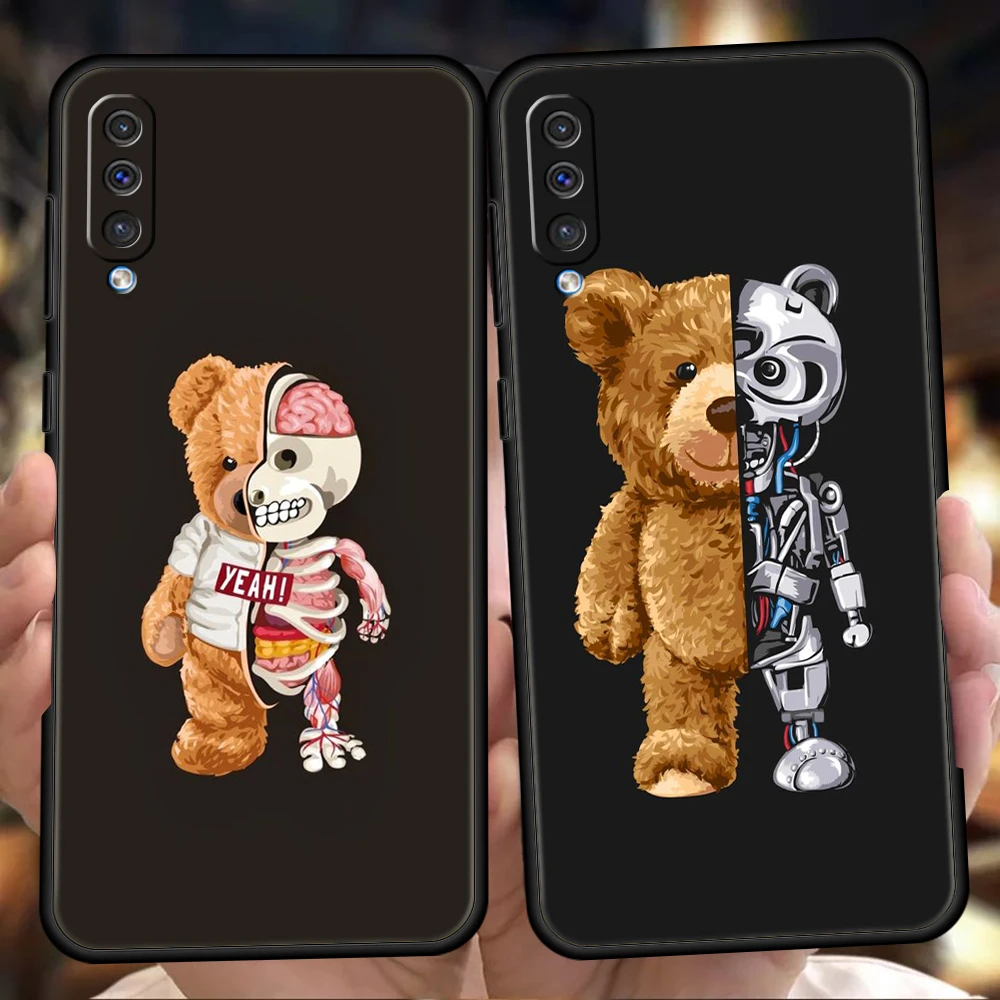 

Cartoon Bear Phone Case For Samsung Galaxy A53 A73 A33 A23 A13 A12 A22 A02 A50 A70 A20 A10 A20S 5G Black Silicone Cover Fundas