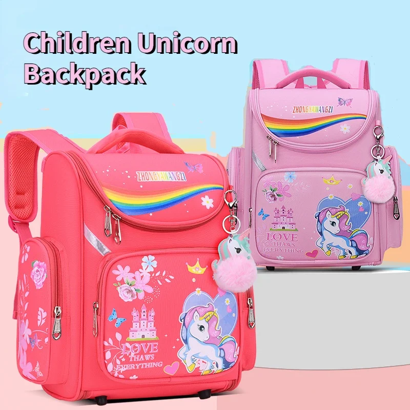 Primary Children Grade 1-3 Students Unicorn Fashion Backpacks 2022 New Girl Boy Cartoon Reflective Large Capacity Schoolbags Hot