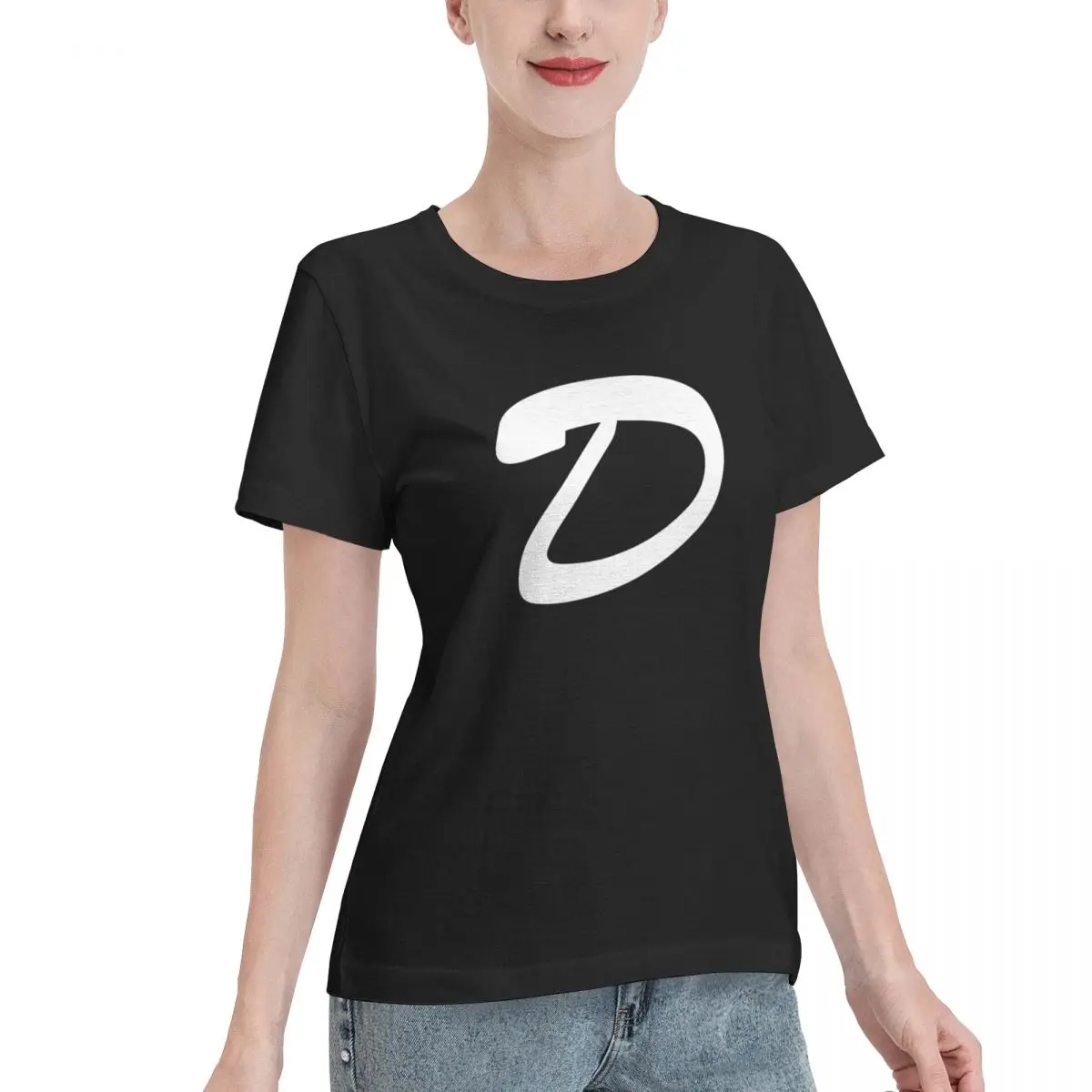 Женская хлопковая футболка с коротким рукавом и круглым вырезом