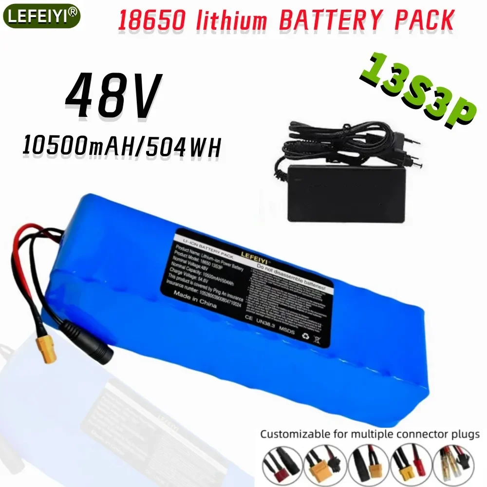 13S3P 48v Battery 10.5Ah Lithium-ion Pack 1000w Suitable for Electric Bicycles and Scooters with BMS
