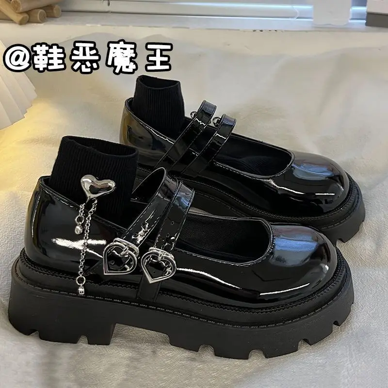 Туфли Мэри Джейн японские кожаные туфли женские весенне-летние на толстой