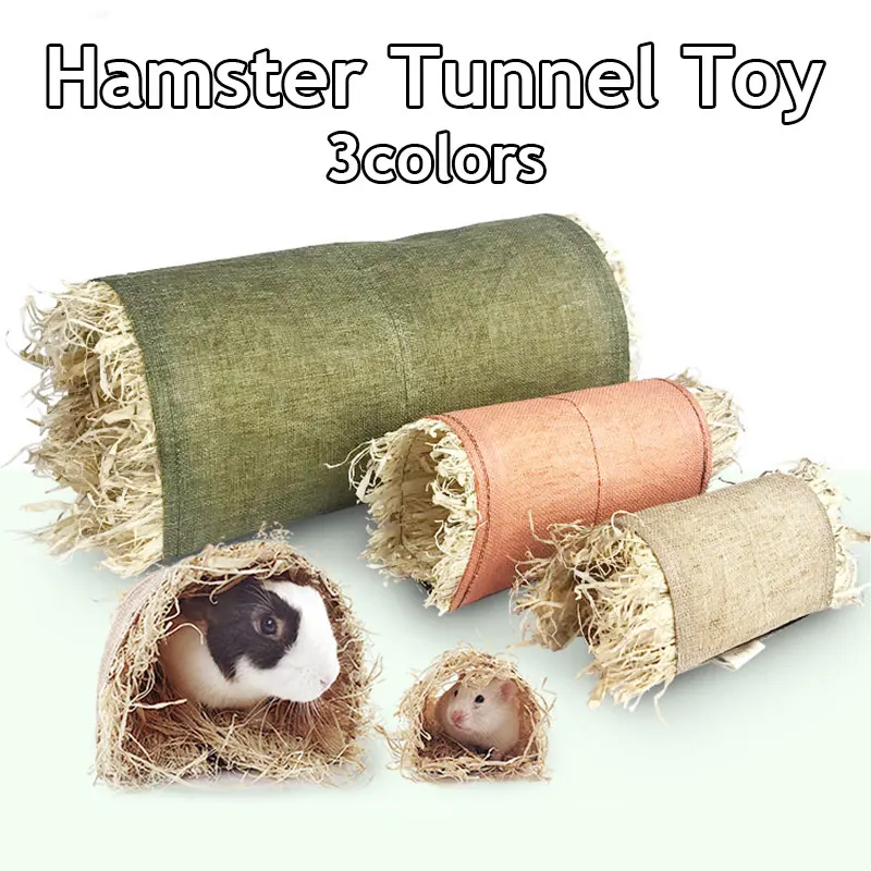 

Rabbit Hideaway Toy Animal Shelter Straw Bunny Tunnel Toy Breathable Guinea Pig Chinchilla Ferret Hamsters Rats Linen Tunnel Toy
