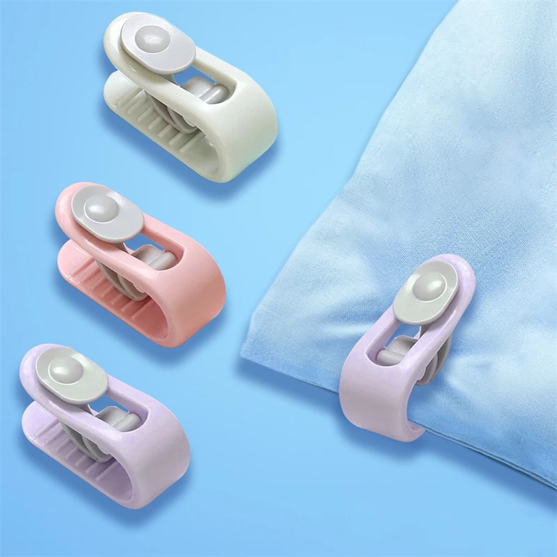 

6PCS Mushroom Quilt Holder Macaron Non-slip Quilt Blanket Clip One Key to Unlock Blankets Cover Fastener Clip Holder Bed Sheet
