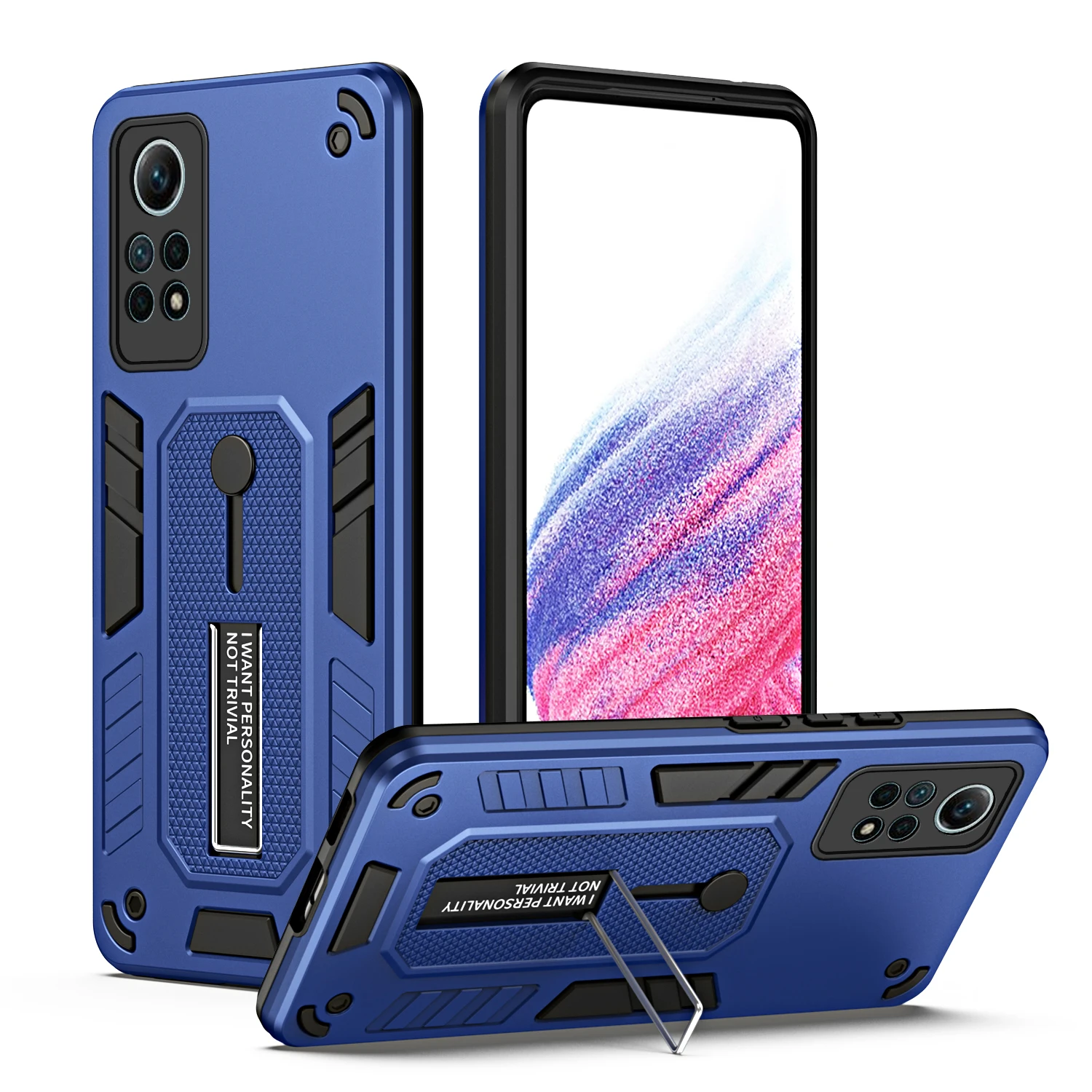 

Phone Case for Xiaomi Redmi Note 12 Pro 4G Invisible Finger Ring Buckle Holder Armor Shockproof Luxury Cover RedmiNote12Pro4G