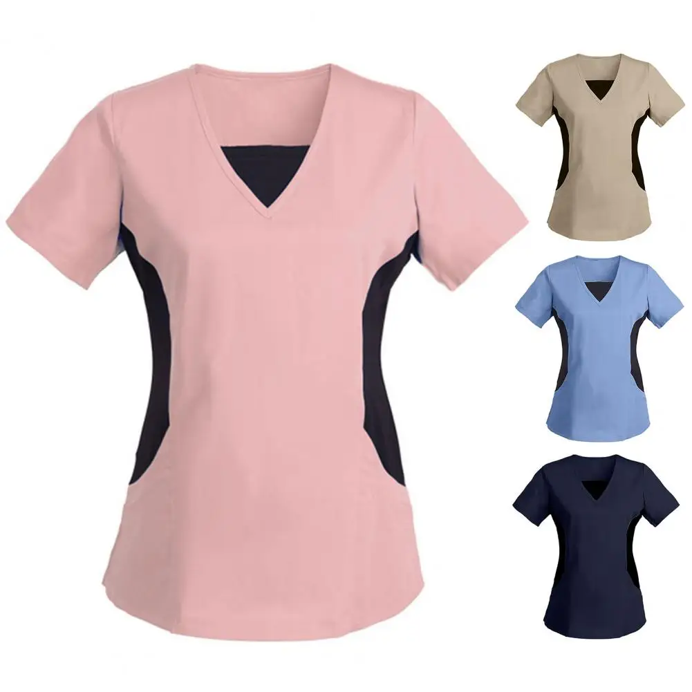 

Lightweight V-neck Top Comfortable Stylish Nurse Tops V Neck Short Sleeve Breathable Pullover for Wear by Careworkers Women