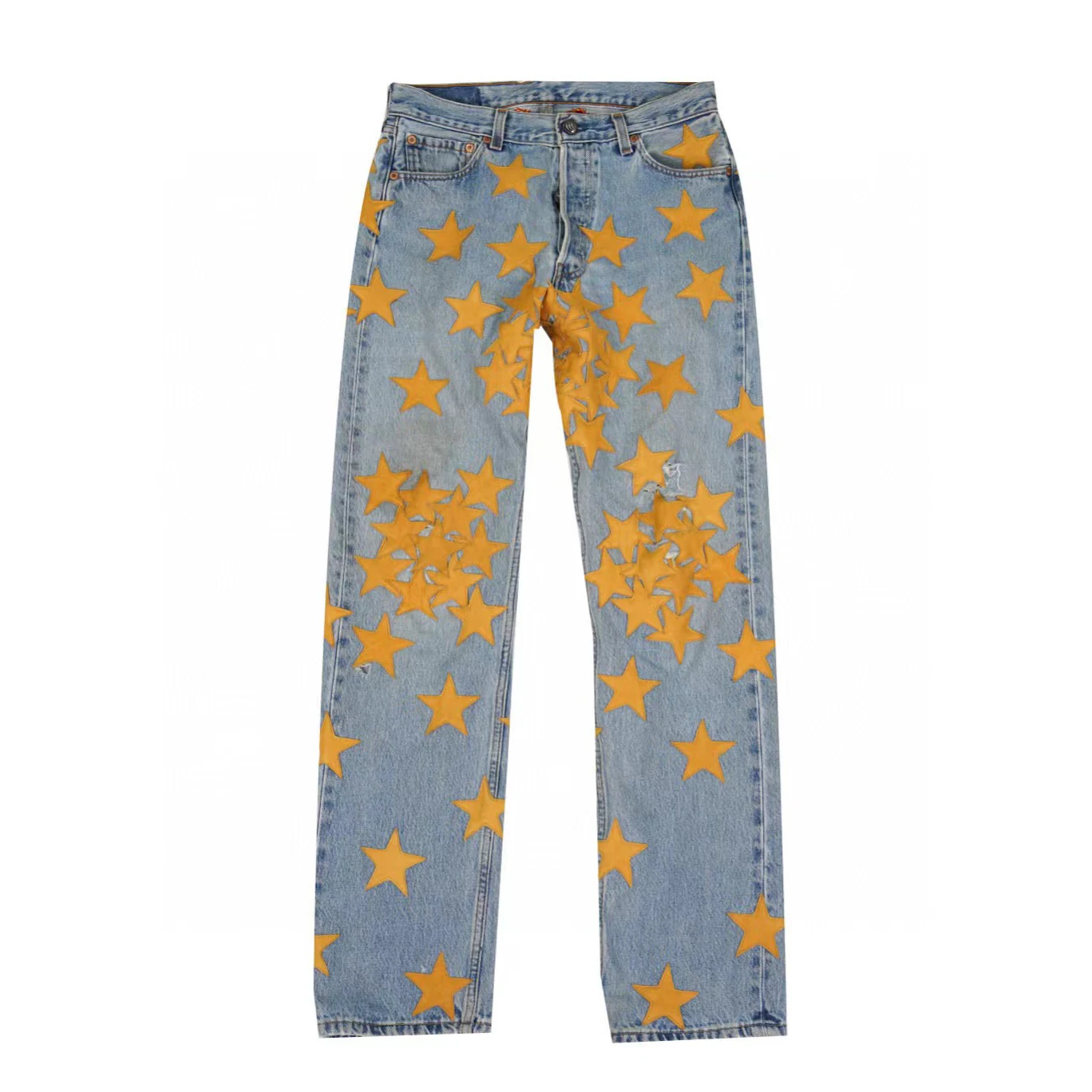 

NIGO Leather Star Embellishment Denim Trousers Pants #nigo3229