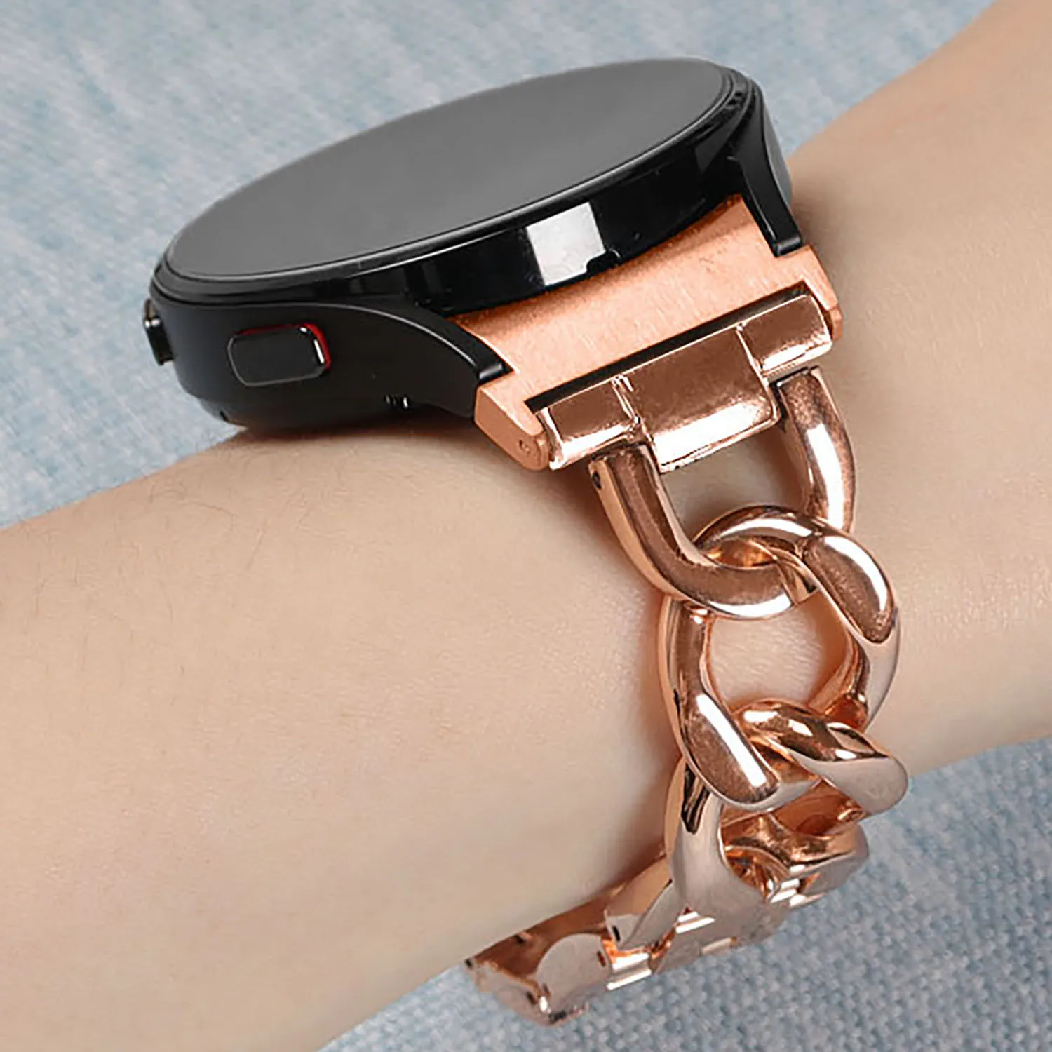 

Ремешок-цепочка без зазора для Samsung Galaxy Watch 4 Classic 46 мм 42 мм, металлический браслет из нержавеющей стали с изогнутым концом 44 мм 40 мм