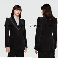 luxury high quality spring and autumn new silk velvet splicing long sleeve blazer women temperament lapel fashion womens coat