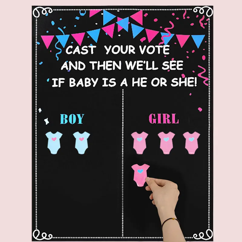 1set Gender Reveal Voting Game Sticker Boys Or Girl Baby Gen