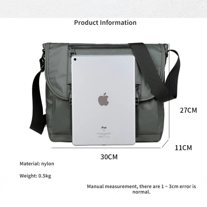 Fashion Men's Bag Waterproof Nylon Cloth Messenger Bag Men's Casual Business Bag Large Capacity Shoulder Crossbody Bag 2023 New